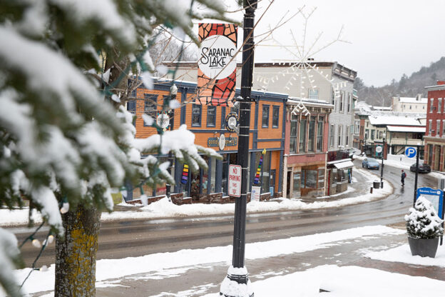downtown saranac lake snow